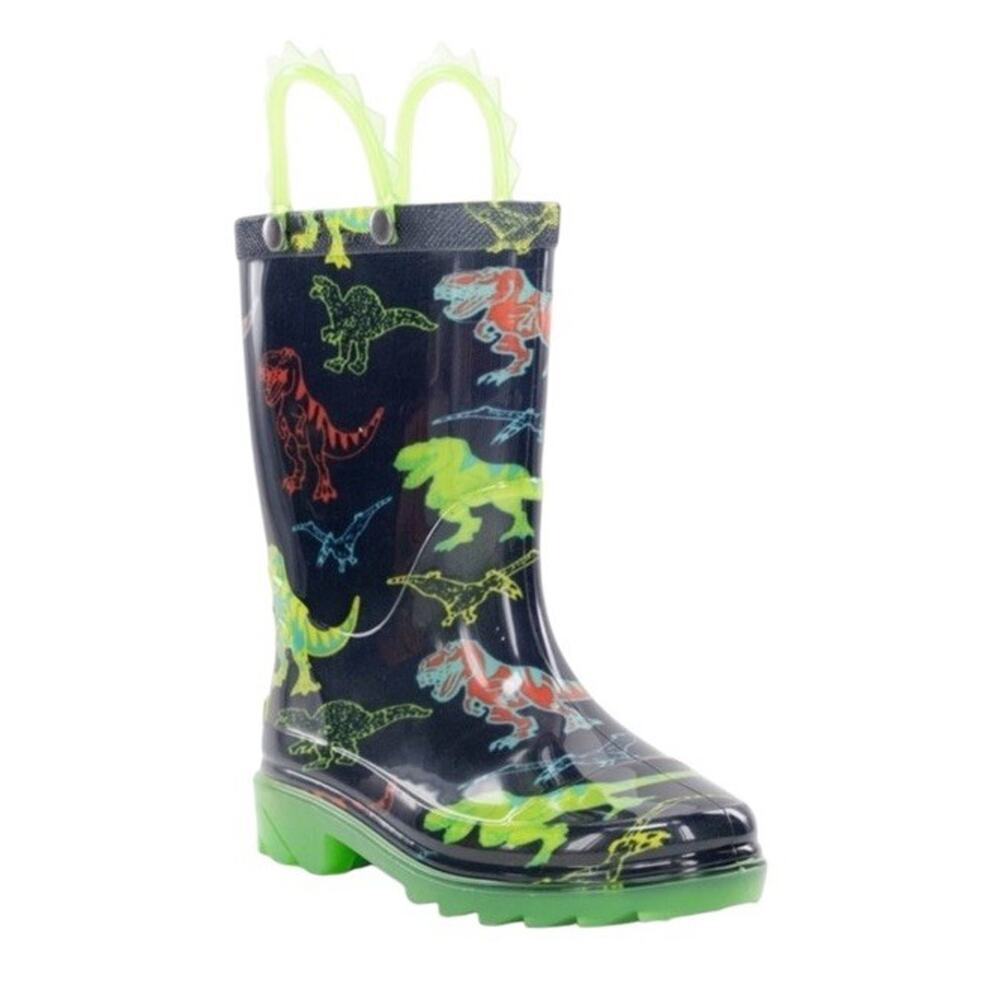 Western Chief Toddler Dino Soar Rain Boots Dinosaur Pattern Size 6T Light Up